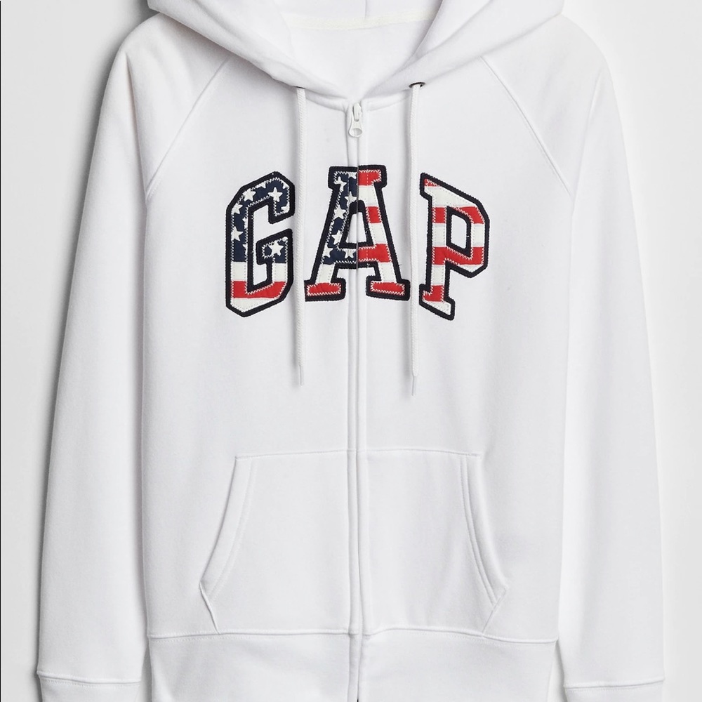 Flag Gap Logo Zip Hoodie In Fleece